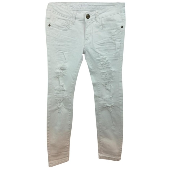 MACHINE POUR NEUF MODE COTTON BLEND WHITE JEANS 5 - Picture 1 of 6